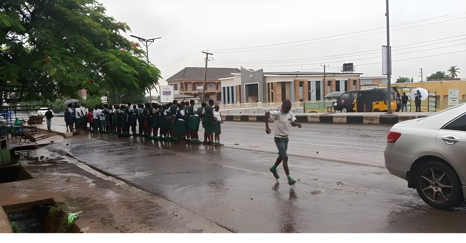Benue Massacre: Benue Pupils Paraded in Heavy Rain to Welcome Tinubu