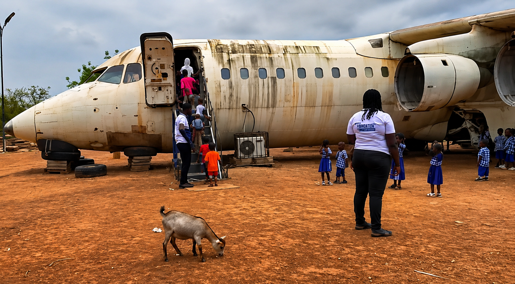 Photos: Shock as Pupils Explore Scrap Airplane During Excursion